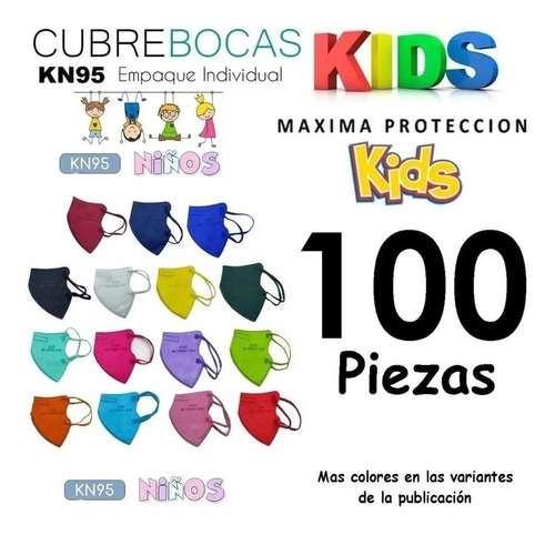 Cubrebocas Kn95 Infantil Niño Reutilizables 100 Piezas