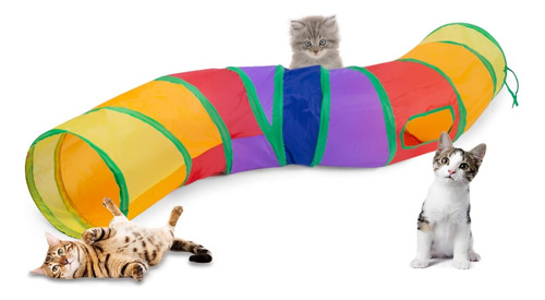 Brinquedo Túnel Dobrável Em S 1,25mx25cm Diâmetro Para Gato