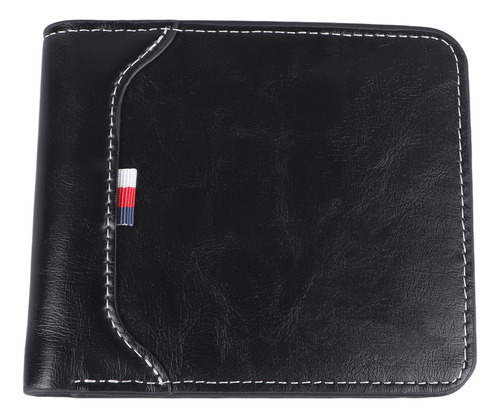 Cartera De Piel Sintética Para Hombre, Suave, Negra, A La Mo