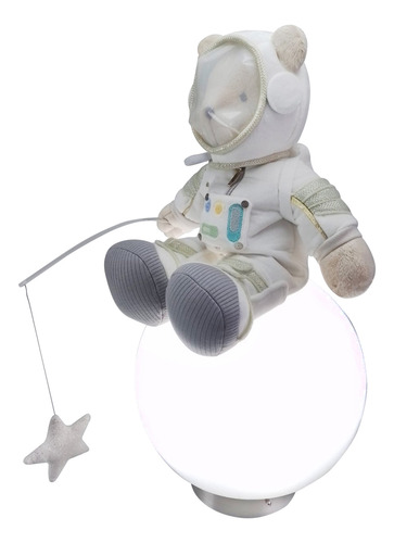 Luminária Ursinho Astronauta Pescando Estrela Decoração Bebê