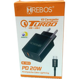 Kit Fonte Carregador Turbo Hrebos Hs-154c Pd (tipo-c) E Usb