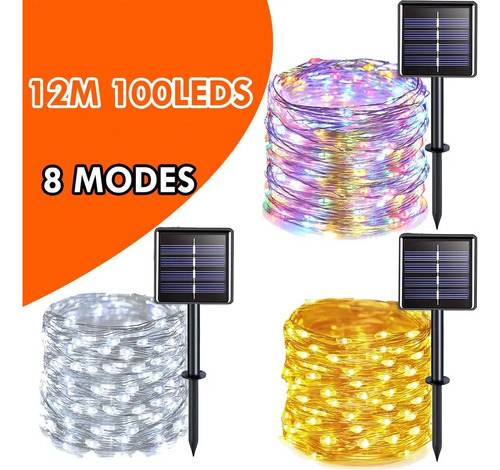 2pz Serie Magica 100 Luces De Hadas Led Solar Blanca Calida 