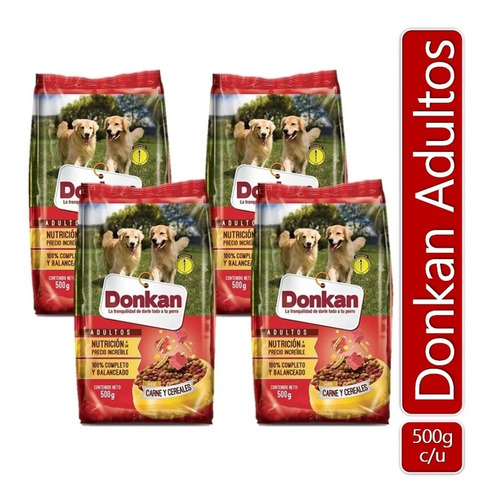 Alimento Para Perros Donkan Adultos 500gr X4 Uds