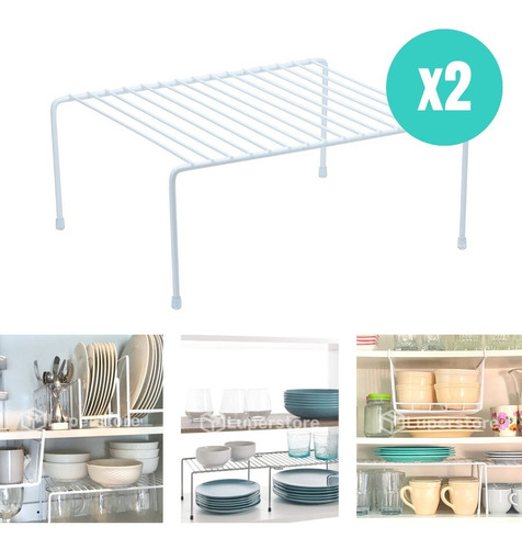 Organizador Estante Alacena Chico Blanco X2 Reforzado Cocina