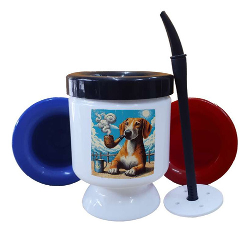 Mate Plastico Perro Pipa Taza Marihuana Pintura Arte