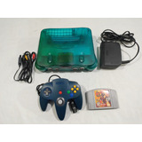 Nintendo 64 Sabores Anis Azul Transparente Translucido + Controle + Cabos