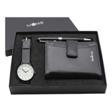 Reloj Mujer, Hombre Cartera, Pluma Set De Unisex Color De La Correa Blanco