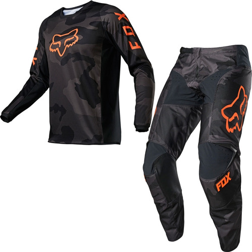 Conjunto Motocross Fox 180 Trev Adolescente Camuflado Fluo