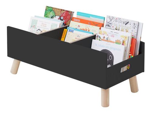 Porta Livros Revisteiro Infantil - Montessori - 80cm Preto