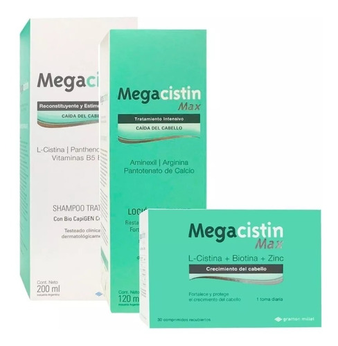 Megacistin Combo Comp Max X30+locion 120+ Shampoo Anticaida
