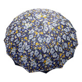 Paraguas Sombrilla Grande Diseños Florales Doble Tela Color Azul Diseño De La Tela Floral