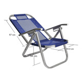 Cadeira De Praia Btf Alta Ipanema Azul Royal Em Alumínio