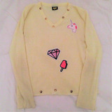 Sweater Buzo Unicornio Amarillo Pastel Kawaii Para Mujer 90s