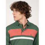 Camisa Polo Aleatory Listrada Manga Longa Flash Verde