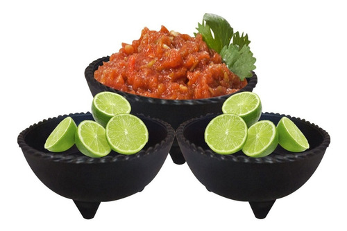 20 Molcajetes Negros Tipo Salseros Plástico Rudo Limones