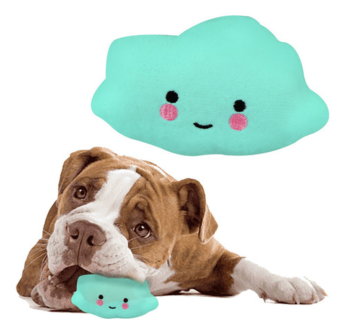 Juguete Para Mascota Peluche Chillon Mordedera De Nube Color Aqua