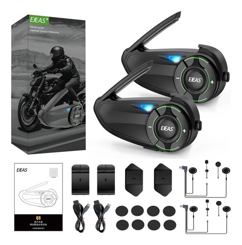 Intercomunicador Ejeas Q8  Para Casco  Motociclet-2pcs-ip67 