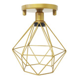 Lustre Plafon Industrial Aramado Retrô Diamante Dourado