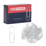Clips De Metal Oval Yins Paper Com 100 Pecas 50mm Na Caixa