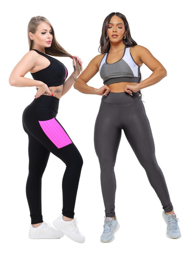 Kit 2 Conjunto Legging Calça Feminina Academia Fitness Bojo