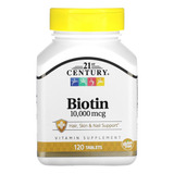 Biotina 10000 Mcg 120 Comprimidos 21st Century Importada Eua