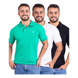 Kit 3 Camisas Masculino Gola Polo Slim Fit Premium Peruana