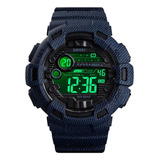 Reloj Digital Azul Impermeable Skmei 1472 Para Hombre