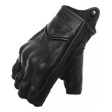 Guantes De Moto De Piel De Cabra De Medio Dedo Para Hombre Y