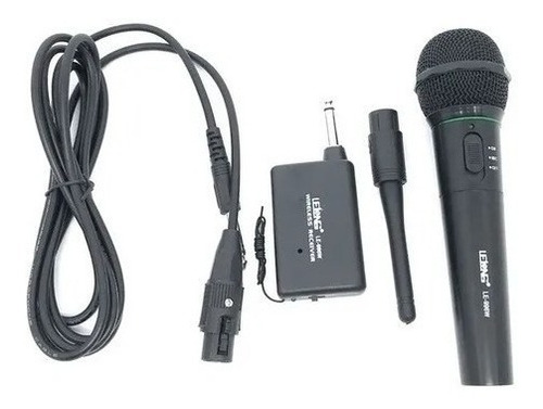 Microfone Com/sem Fio Profissional Completo Lelong Le 996w Cor Preto