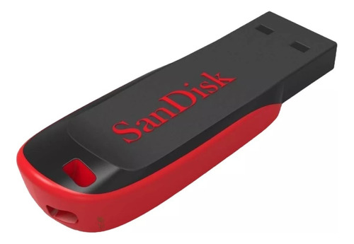 Pendrive Sandisk Cruzer Blade 128gb 2.0 Preto E Vermelho