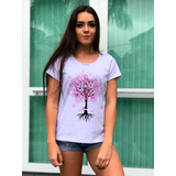 Camiseta Feminina Linda Arvore Rosa Blusa Roupa Promoção