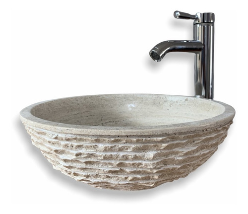 Lavabo Ovalin De Mármol Natural Rustico 35cm Tevertino Beige