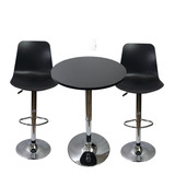 Mesa De Cafe Bar Ajustable Negro + 2 Bancos Estilo Eames