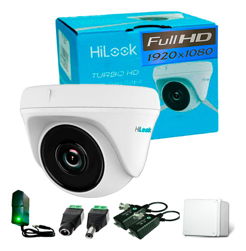 Domo Hikvision Hilook 1080p 2mp + Balun + Fuente+ Caja