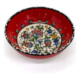 Bowl Turco De Cerámica Pintada A Mano | 17cm | Rojo I