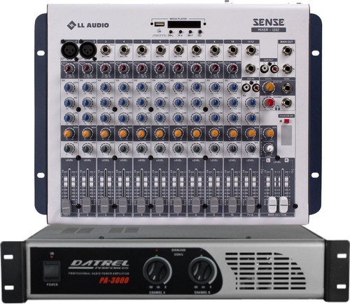 Amplificador Potência 400w Datrel + Mesa Sense1202 Ll Audio 