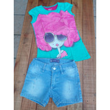 Short De Jean Elastizado Talle 10 + Remera Gimos La Plata