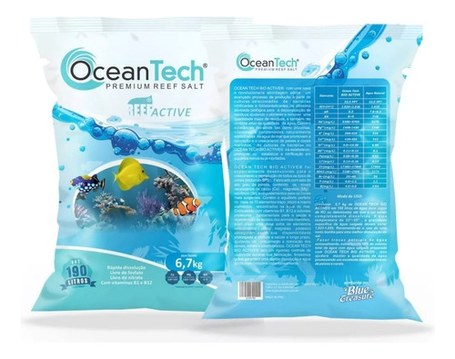 Sal Marinho Ocean Tech 6,7kg Para Aquário Reef Marinho