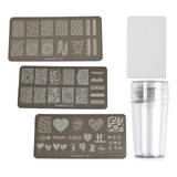 Sello Estampador Uñas + 3 Plantillas Decorador Kit