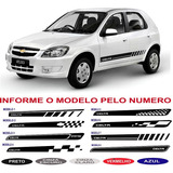 Kit Sport Faixa Lateral Adesivos Celta Prisma 2 Ou 4 Portas