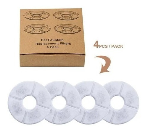 Pack X4 Filtros Bebedero Fuente De Agua Eléctrico Gato Perro