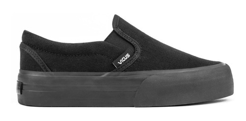 Zapatillas Vicus Slip On Plataforma Lona Negro Suela Negro