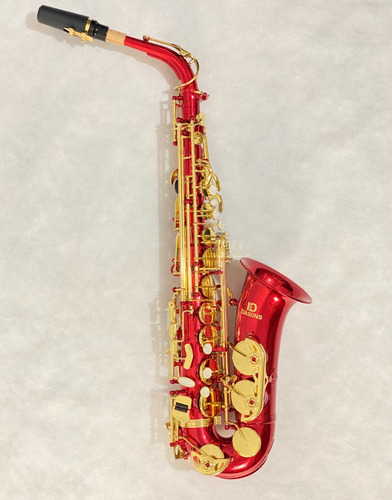 Sax Alto Dasons Laqueado Vermelho Com Chaves Laqueadas