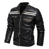 Chaqueta De Moto Para Hombre, Chaqueta De Piel Polar A Rayas