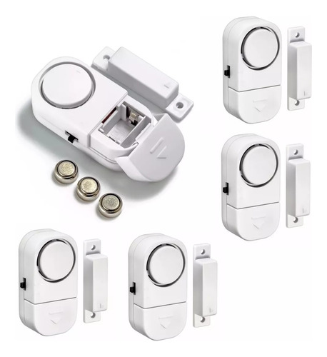 Pack 5 Alarma Para Puerta Ventana Con Sensor Magnético 90db