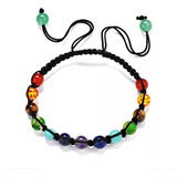 Pulsera Cuerda 7 Chakras 6mm Ajustable Regalo Yoga Unisex