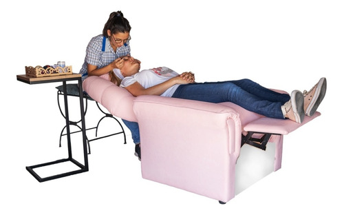 Sillon Estilista Spa Pestaña Lashista Reclinacion Total Rosa