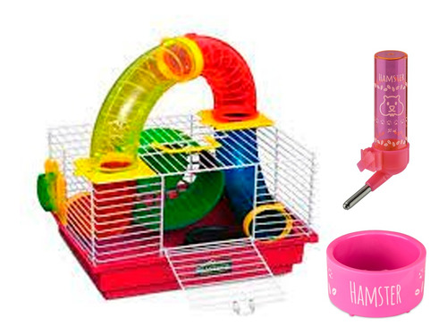 Mini Gaiola Para Hamster Tubos Divertidos Vermelha