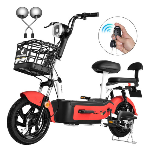 Bicimoto Honeywhale U1s Motor 650w Batería 20ah Color Rojo