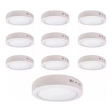 Pack 10 Foco Panel Plafon Led Sobrepuesto Redondo 12w Blanca